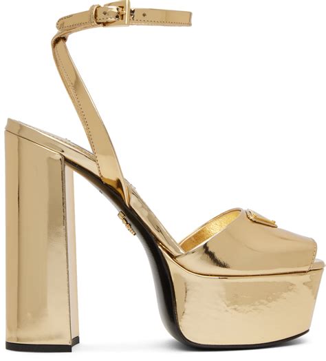 prada gold sandals heels|Prada women's high heeled sandals.